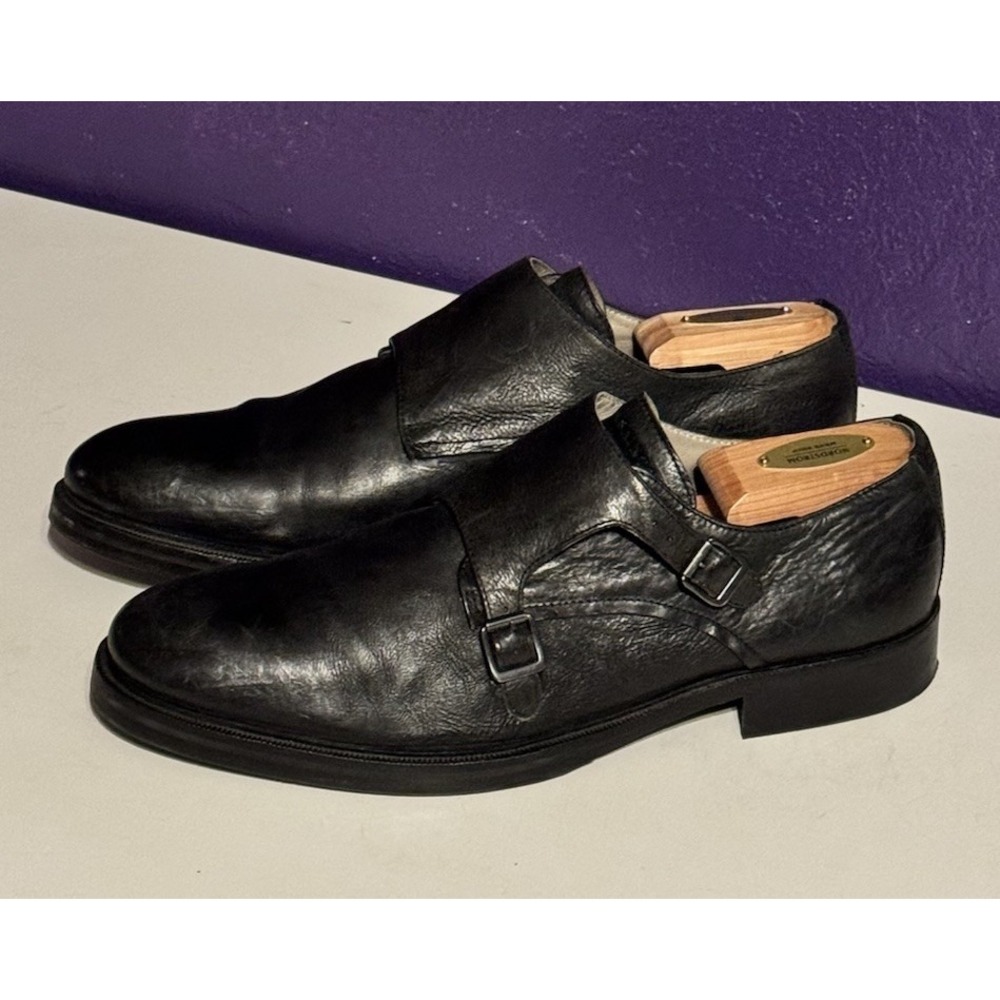 All Saints Dalton Monk Strap Shoes Mens US 10 UK 9 EU 43 Black